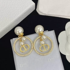 Versatile Pearl Diamond Hoop Drop Earrings