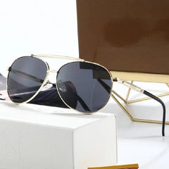 6 Colors Double Bridge Metal Frame Watermark Lens Sunglasses