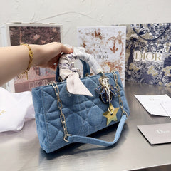 Denim Medium Lady D-Joy Bag