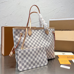 White Checkerboard Neverfull Medium Bag