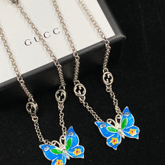 Enamel Craft Butterfly Pendant Necklace