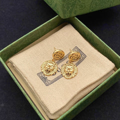 Double G Lion Head Earrings