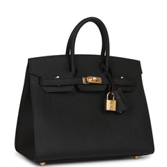 HE&ME Birkin Sellier 25 Black Epsom Gold Hardware