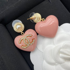 Elegant Pink Heart Earrings