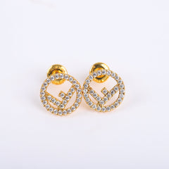 F Letter Diamond Earrings