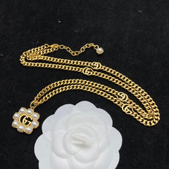 Double G Pearl Flower Necklace