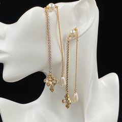 Fashion Bee Pearl Long Chain Earrings