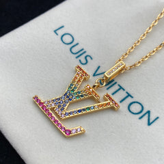 Colored Diamond Logo Pendant Necklace