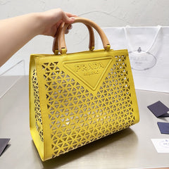 Cutout Leather Shopping Bag