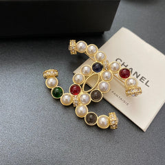 Colorful Pearl Diamond Brooch