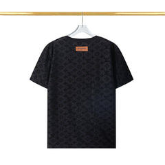 Checkerboard raised fleece cotton T-shirt