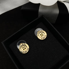 Creative Logo Engraved Button Stud Earrings