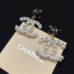 Vinyl Diamond Pearl Earrings