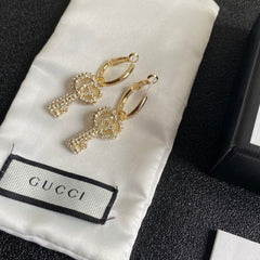 Double G Diamond Key Earrings