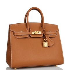 HE&ME Birkin Sellier 25 Gold Epsom Gold Hardware