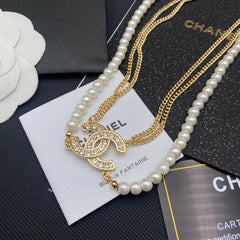 Double Gold Plated Pearl Necklace