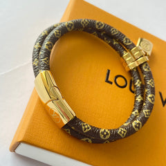 Lock Pendant Double Layer Leather Bracelet