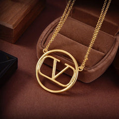 Letter Pendant Double Necklace