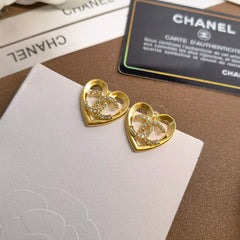 Heart Hollow Diamond Stud Earrings