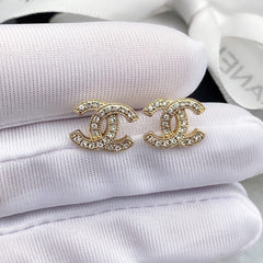 Double C Full Diamond Stud Earrings