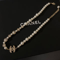 Fashion Diamond Pendant Pearl Necklace