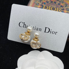 Elegant Diamond Letter Pearl Earrings