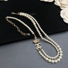 Double Crown Pearl Necklace