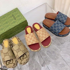 Platform Slippers With Double G Motif