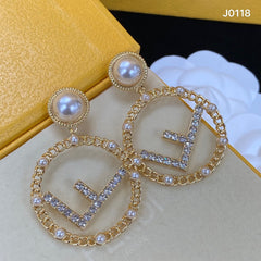 F Letter Pearl Earrings