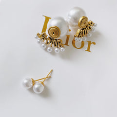 Vintage Pearl Letter Earrings