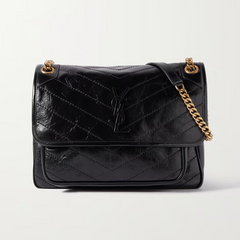 Crinkled Glossed-Leather Shoulder Bag