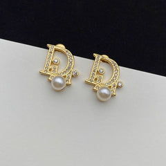 Letters Pearl Earring Necklace Set