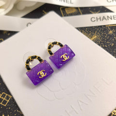 Elegant Purple Bag Earrings