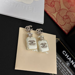 White Perfume Bottle Drop Earrings