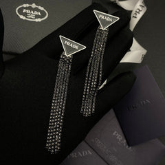 Black Long Fringe Diamond Earrings