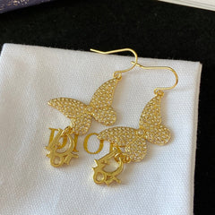 Butterfly Letters Drop Earrings