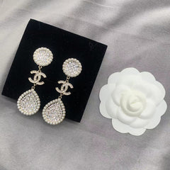 Full Diamond Pearl Earrings