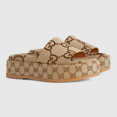 Platform Slippers With Double G Motif