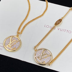 Round Diamond Pendant Bracelet Necklace Set