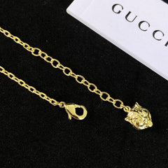 Gold Letter Pendant Tiger Head Necklace