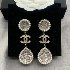 Full Diamond Pearl Earrings