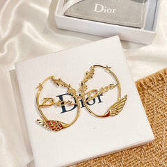 Fashion Letter Wings Round Earrings