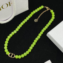 Temperament Green Bead Necklace