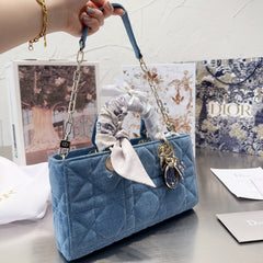 Denim Medium Lady D-Joy Bag