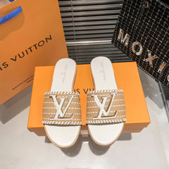 Woven Leather Flat Slippers