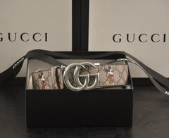 3-color luxury double G Mickey Mouse print belt