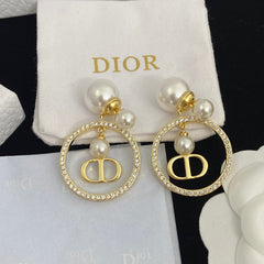 Versatile Pearl Diamond Hoop Drop Earrings