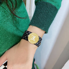 Leather Monogram Adjustable Bracelet