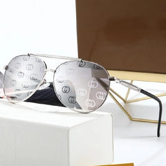 6 Colors Double Bridge Metal Frame Watermark Lens Sunglasses