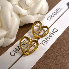 Heart Hollow Diamond Stud Earrings